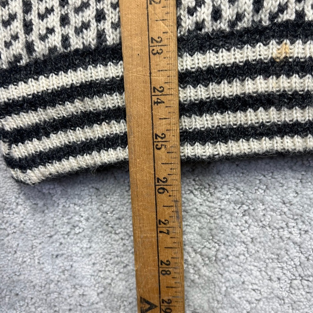 VINTAGE LL Bean Sweater Womens M White Black Birds Eye Wool Blend Made in Norway - Picture 13 of 15